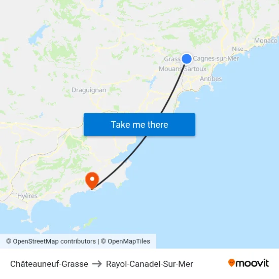 Châteauneuf-Grasse to Rayol-Canadel-Sur-Mer map
