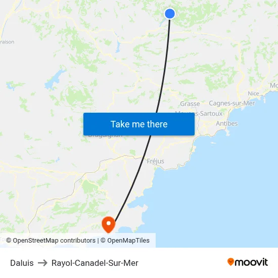 Daluis to Rayol-Canadel-Sur-Mer map