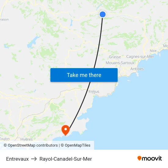 Entrevaux to Rayol-Canadel-Sur-Mer map