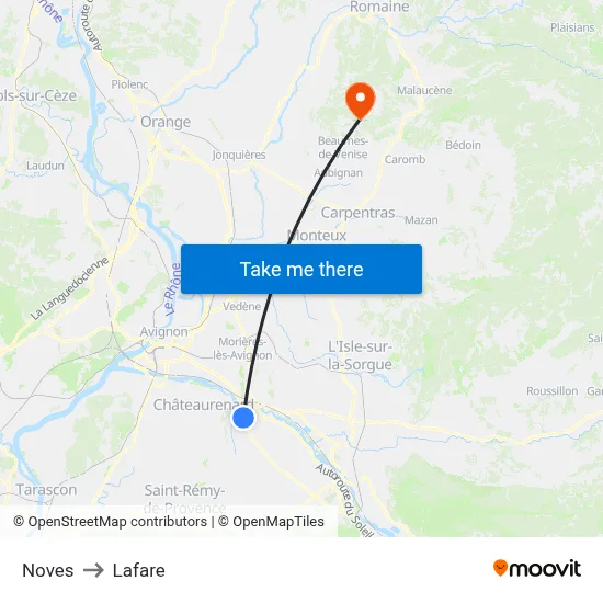 Noves to Lafare map