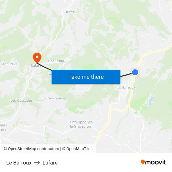 Le Barroux to Lafare map