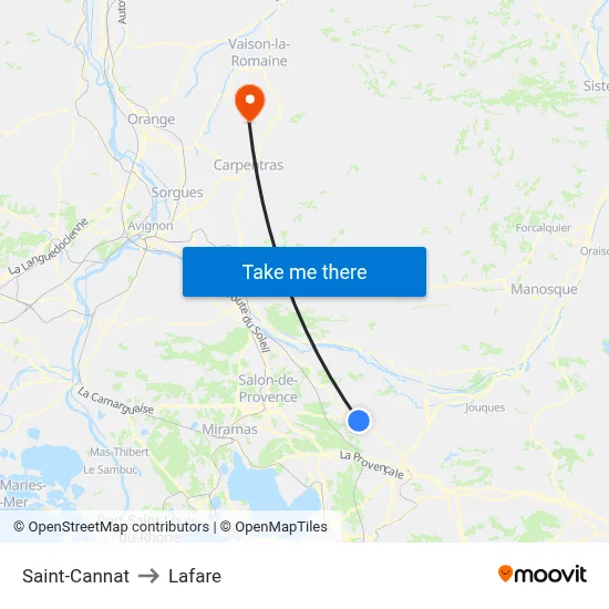 Saint-Cannat to Lafare map