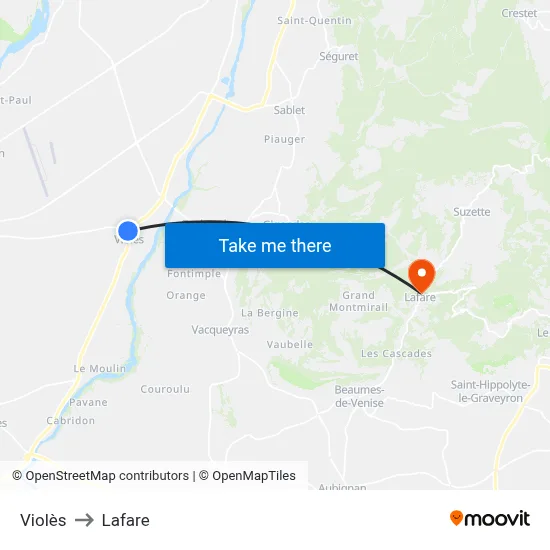 Violès to Lafare map