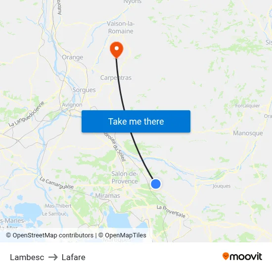 Lambesc to Lafare map