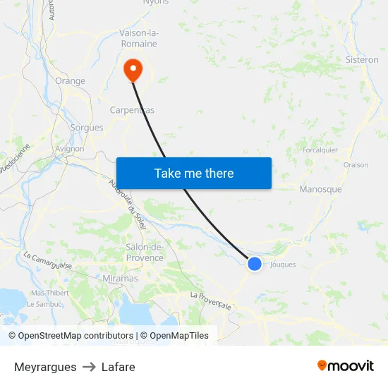 Meyrargues to Lafare map