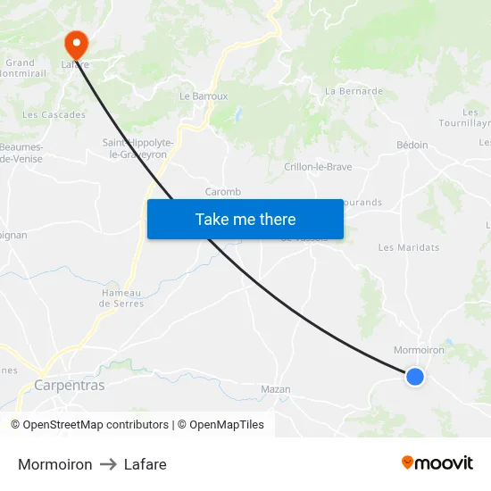 Mormoiron to Lafare map