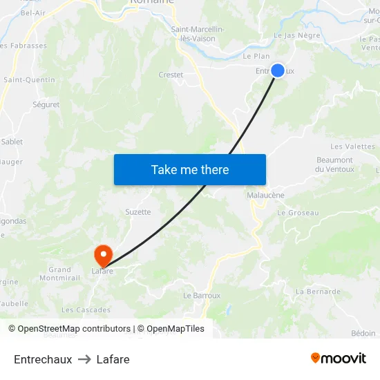 Entrechaux to Lafare map