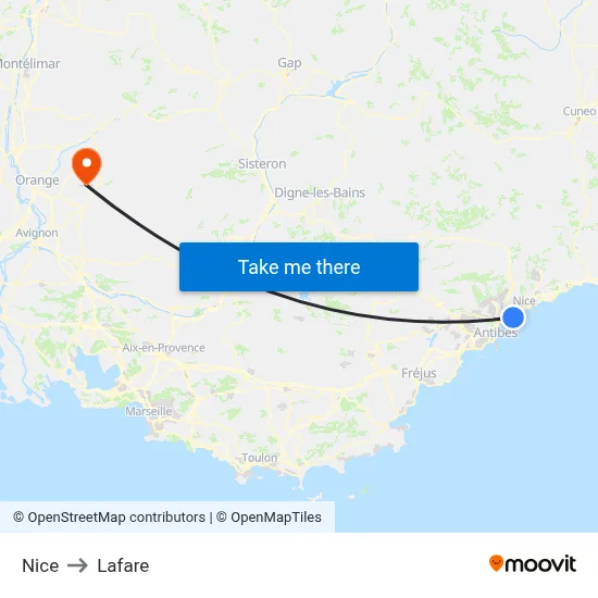 Nice to Lafare map