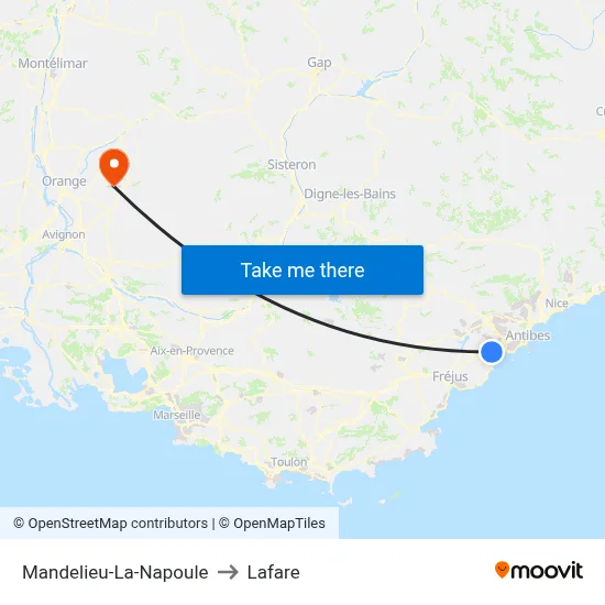 Mandelieu-La-Napoule to Lafare map