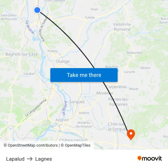 Lapalud to Lagnes map