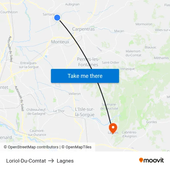 Loriol-Du-Comtat to Lagnes map
