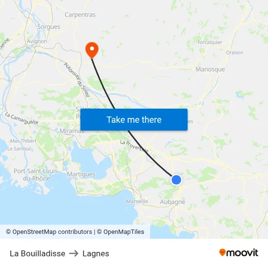 La Bouilladisse to Lagnes map