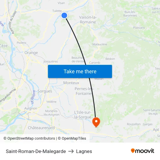 Saint-Roman-De-Malegarde to Lagnes map