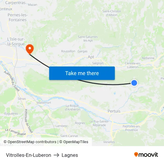 Vitrolles-En-Luberon to Lagnes map