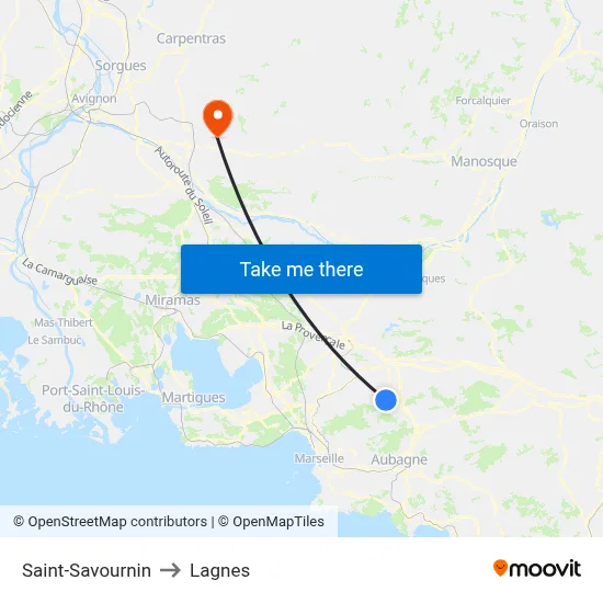 Saint-Savournin to Lagnes map