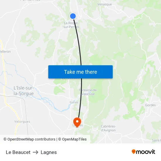 Le Beaucet to Lagnes map