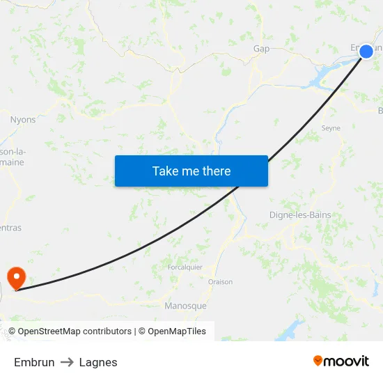 Embrun to Lagnes map