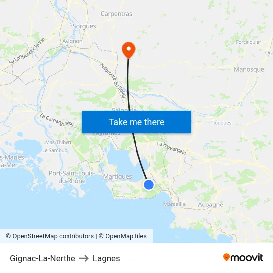 Gignac-La-Nerthe to Lagnes map