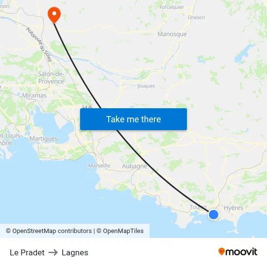 Le Pradet to Lagnes map