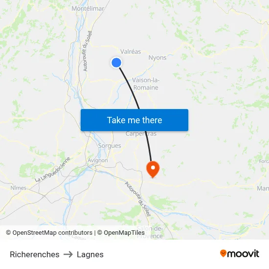 Richerenches to Lagnes map