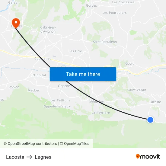 Lacoste to Lagnes map