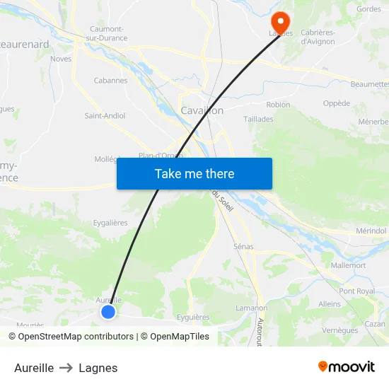 Aureille to Lagnes map