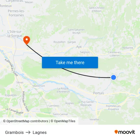 Grambois to Lagnes map