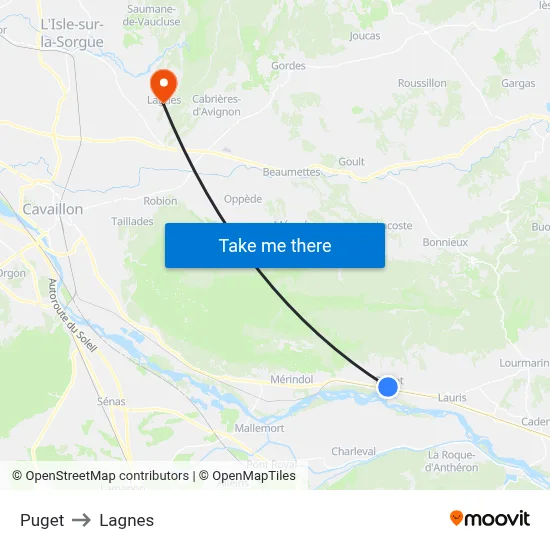 Puget to Lagnes map