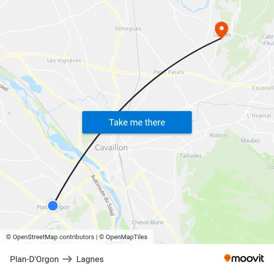 Plan-D'Orgon to Lagnes map