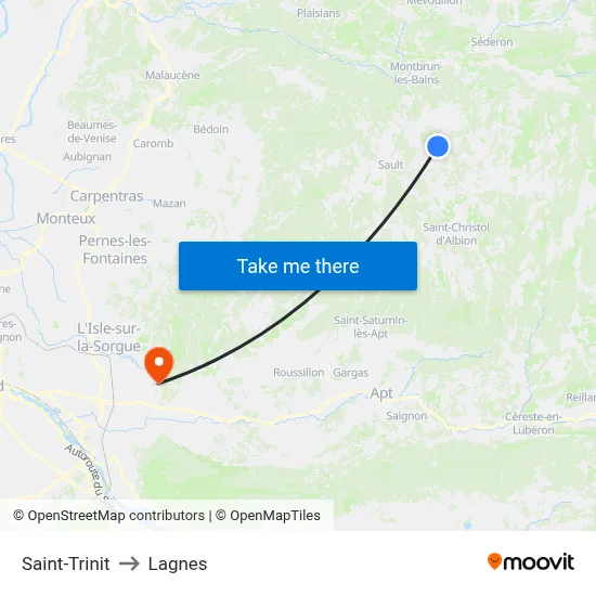 Saint-Trinit to Lagnes map