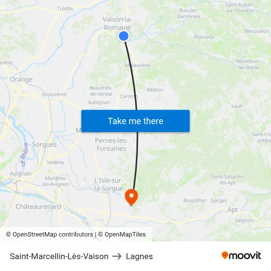 Saint-Marcellin-Lès-Vaison to Lagnes map