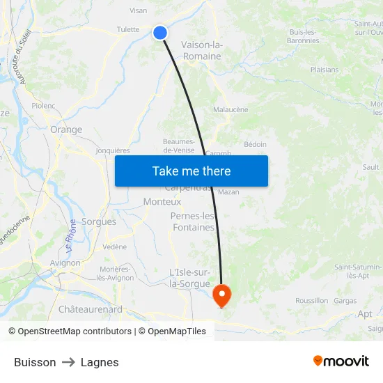 Buisson to Lagnes map