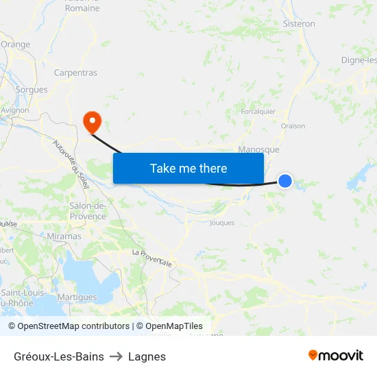 Gréoux-Les-Bains to Lagnes map