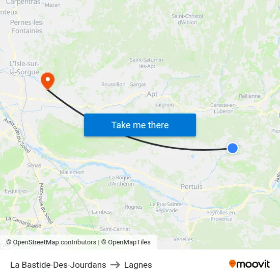La Bastide-Des-Jourdans to Lagnes map
