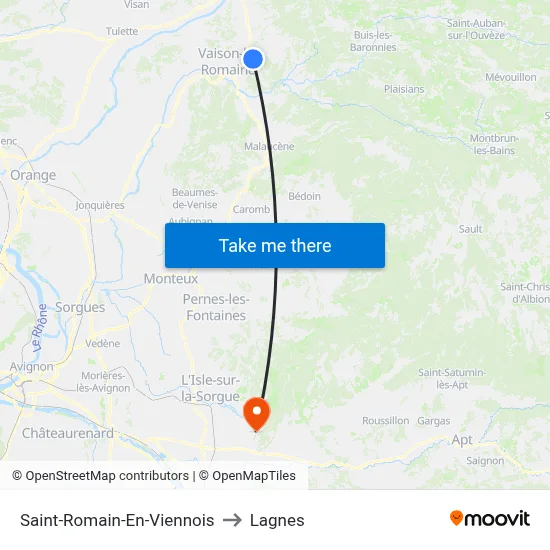 Saint-Romain-En-Viennois to Lagnes map