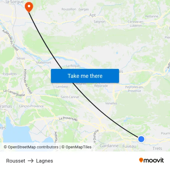 Rousset to Lagnes map