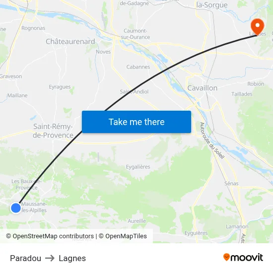 Paradou to Lagnes map
