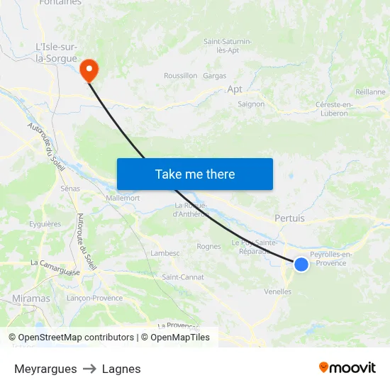 Meyrargues to Lagnes map