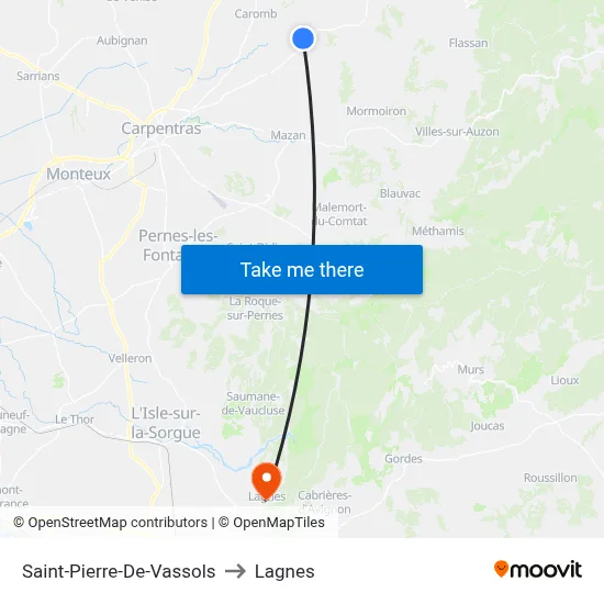 Saint-Pierre-De-Vassols to Lagnes map