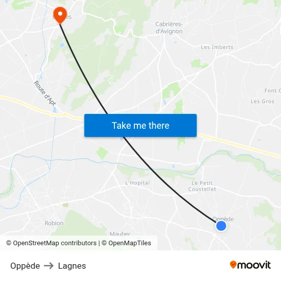 Oppède to Lagnes map