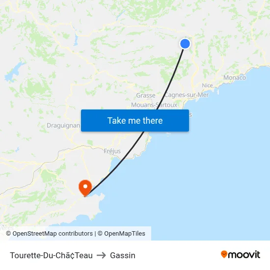 Tourette-Du-Chã¢Teau to Gassin map