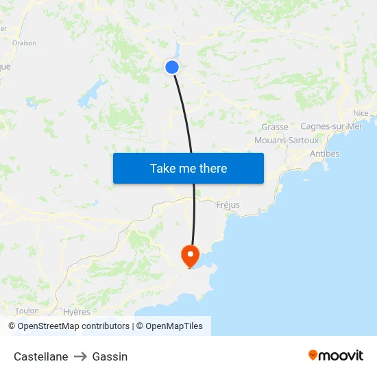 Castellane to Gassin map