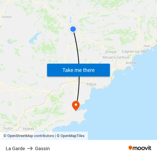 La Garde to Gassin map