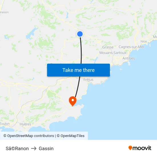 Sã©Ranon to Gassin map