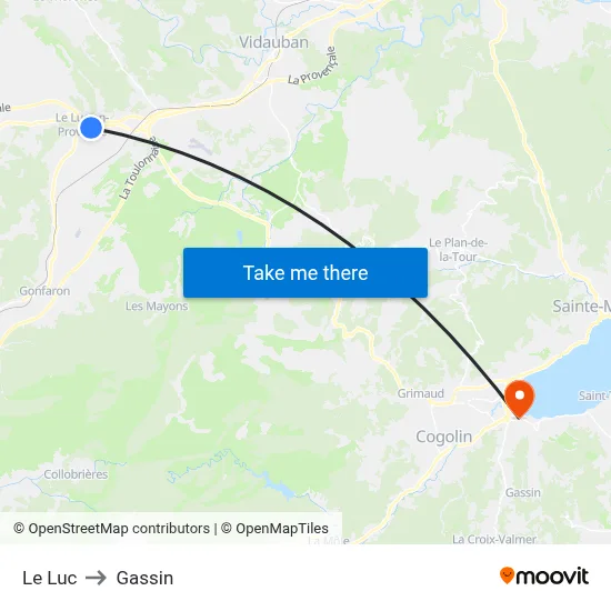 Le Luc to Gassin map