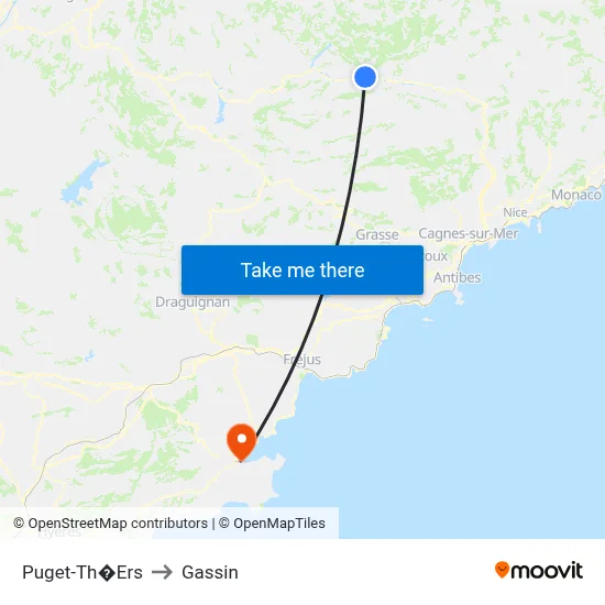 Puget-Th�Ers to Gassin map