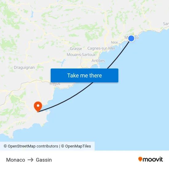Monaco to Gassin map