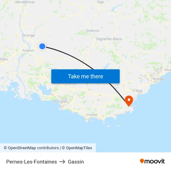 Pernes-Les-Fontaines to Gassin map
