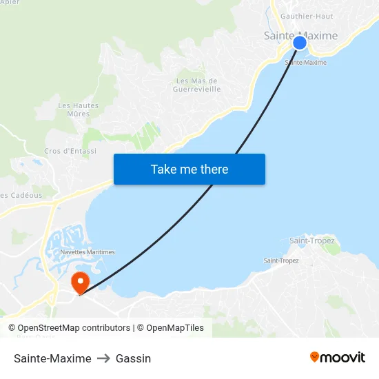 Sainte-Maxime to Gassin map