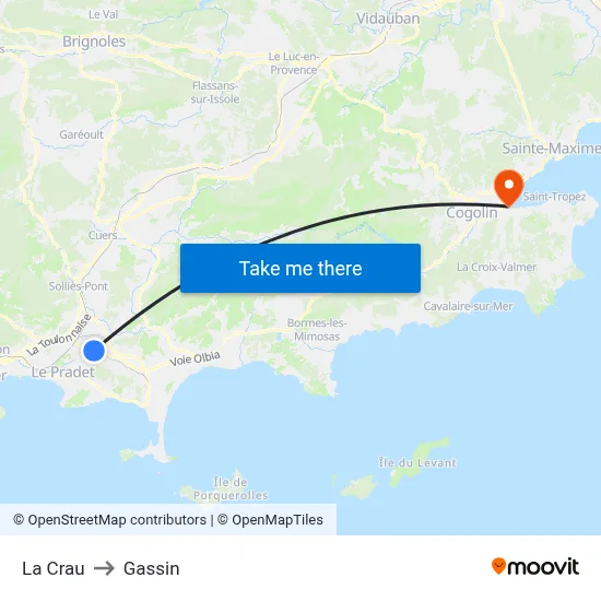 La Crau to Gassin map